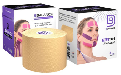 Кинезио тейп BBTape 5 см *5 м (FACE PACK бежевый) для лица