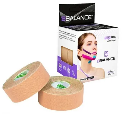 Кинезио тейп BBTape 2,5см *5м (FACE PACK бежевый 2 рул.) для лица